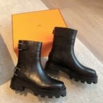 Hermes Kelly 24ss Leather Ankle Boots Black