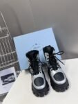 Prada Thick Sole Boots Black and Silver