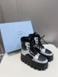 Prada Thick Sole Boots Black and Silver