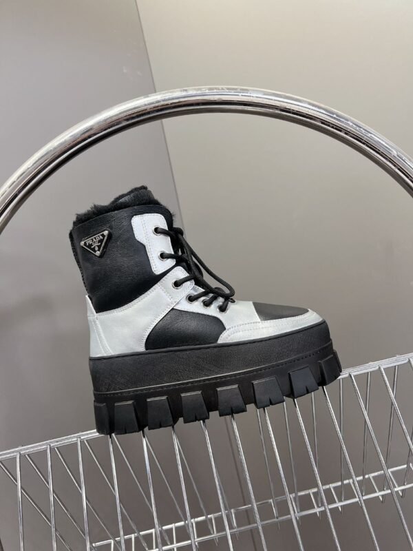Prada Thick Sole Boots Black and Silver