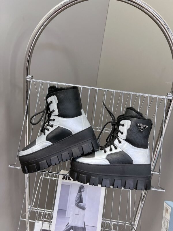 Prada Thick Sole Boots Black and Silver