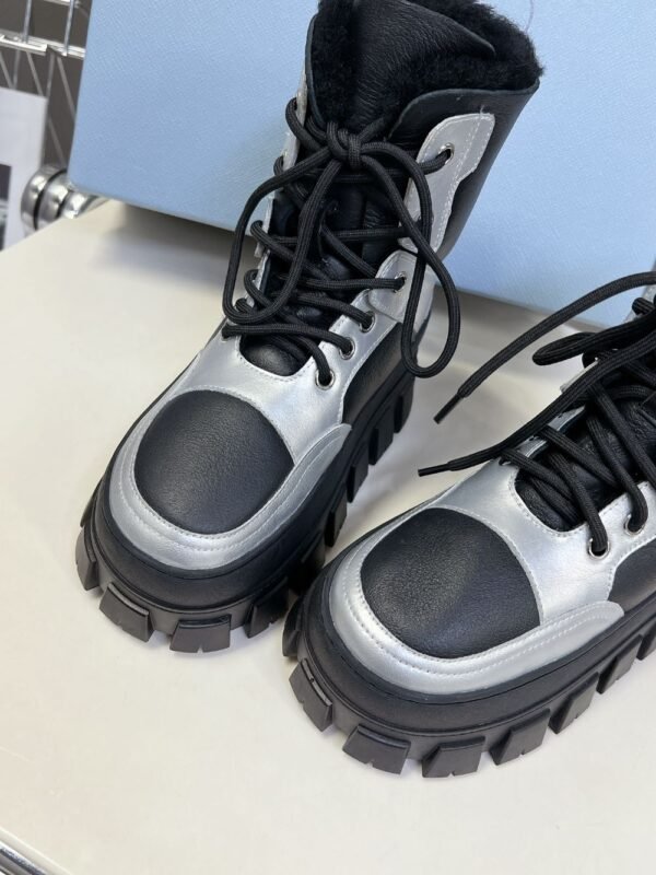 Prada Thick Sole Boots Black and Silver