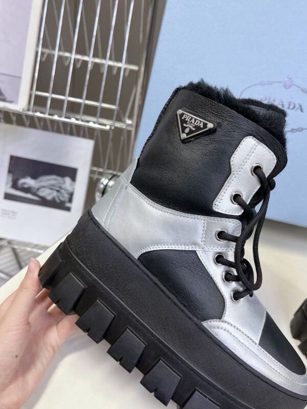 Prada Thick Sole Boots Black and Silver