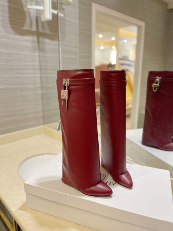 Givenchy Shark Lock 24ss Long Boots Wine Red