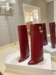 Givenchy Shark Lock 24ss Long Boots Wine Red