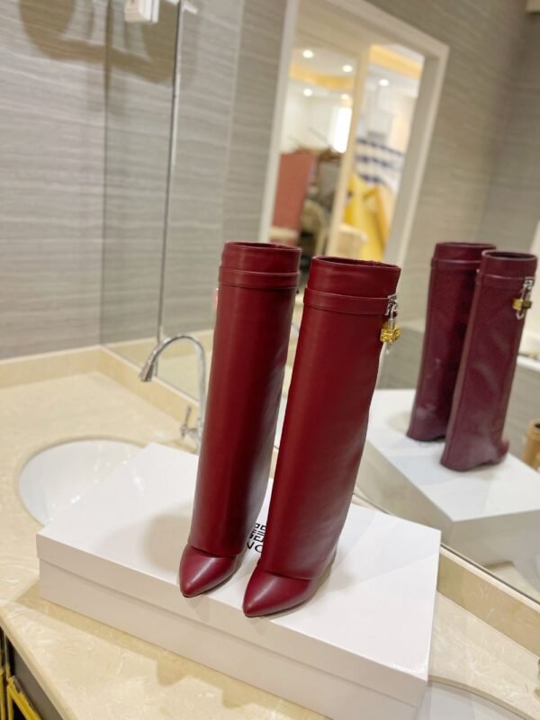 Givenchy Shark Lock 24ss Long Boots Wine Red