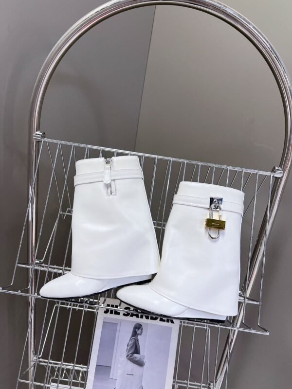 Givenchy Shark Lock Ankle Boots White