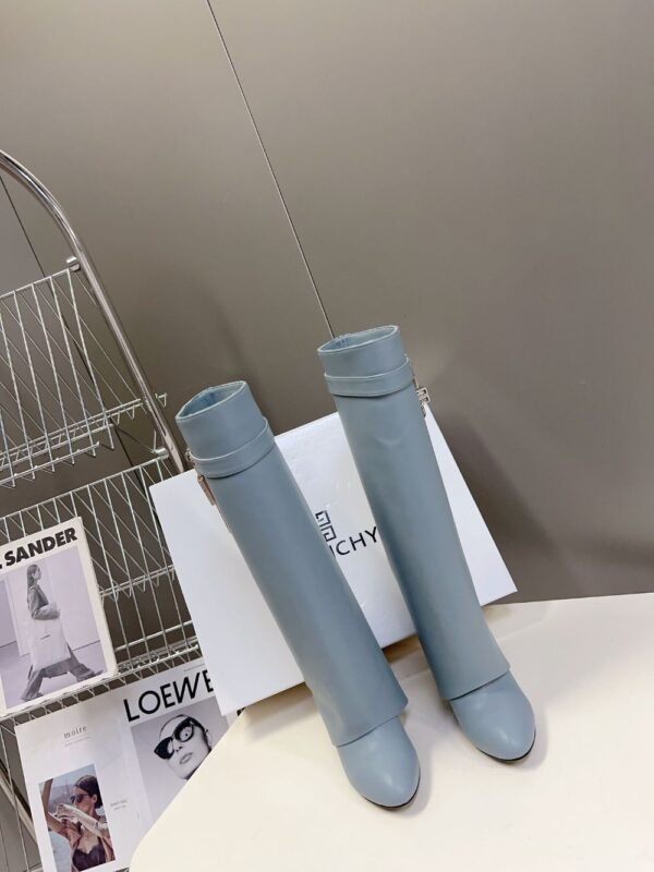 Givenchy Shark Lock Long Boots Grey Blue
