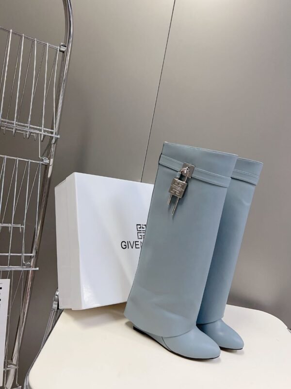 Givenchy Shark Lock Long Boots Grey Blue