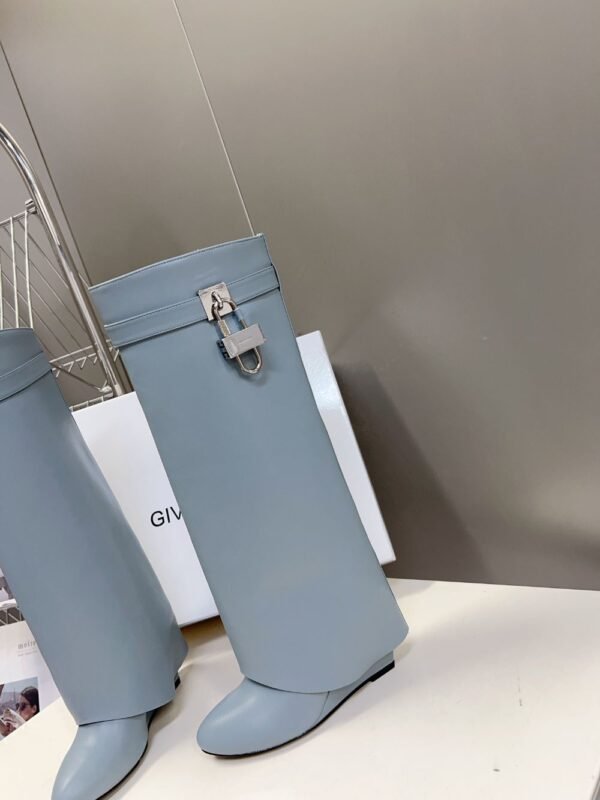 Givenchy Shark Lock Long Boots Grey Blue