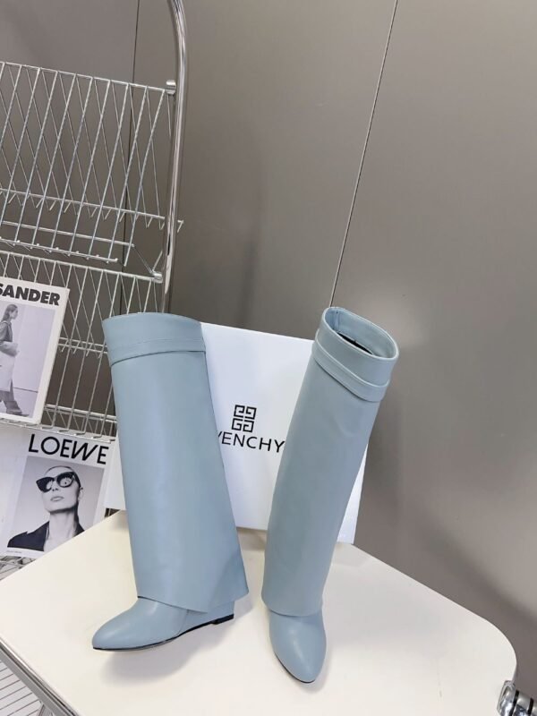 Givenchy Shark Lock Long Boots Grey Blue