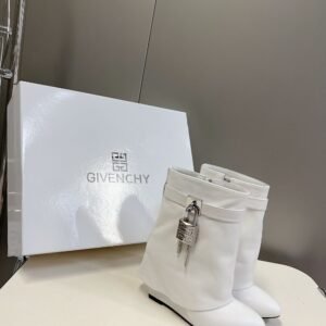 Givenchy Shark Lock Ankle Boots White