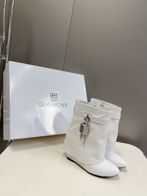 Givenchy Shark Lock Ankle Boots White