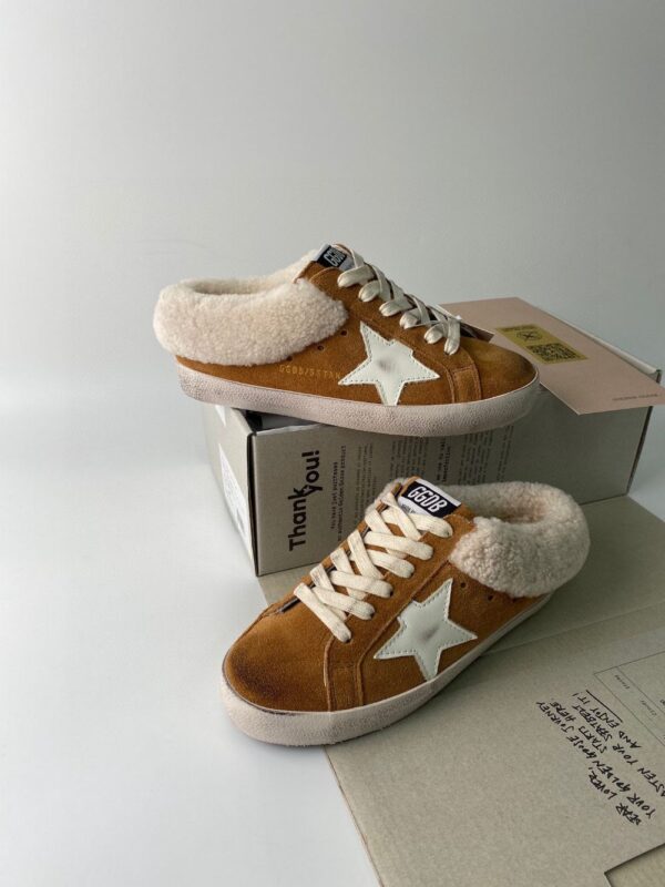 Golden Goose Deluxe Brand Super STAR White Star Yellow Wool Slippers