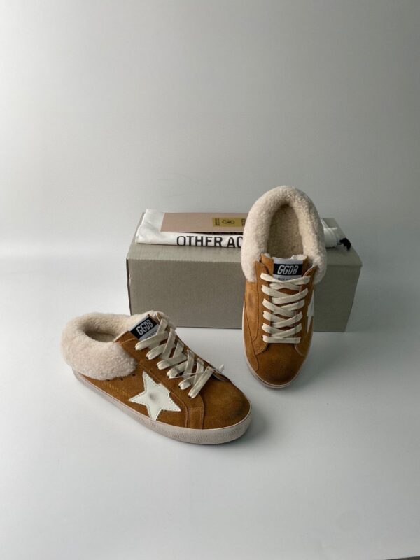 Golden Goose Deluxe Brand Super STAR White Star Yellow Wool Slippers