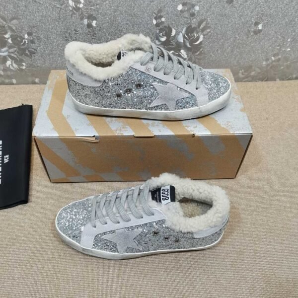 Golden Goose Deluxe Brand Gray Star Silver Flake Wool