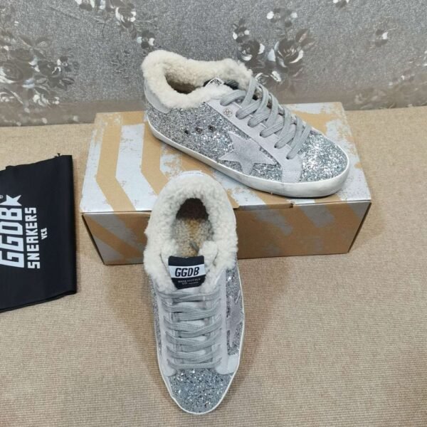 Golden Goose Deluxe Brand Gray Star Silver Flake Wool
