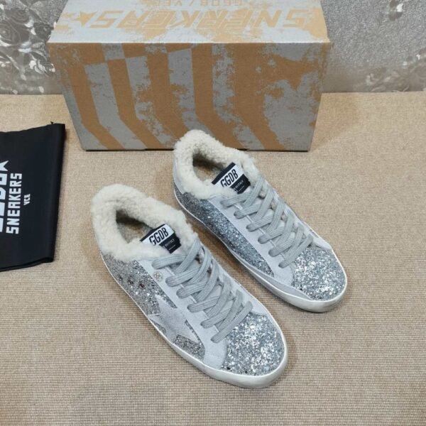 Golden Goose Deluxe Brand Gray Star Silver Flake Wool