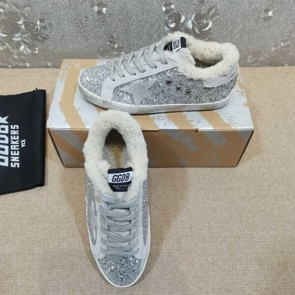 Golden Goose Deluxe Brand Gray Star Silver Flake Wool