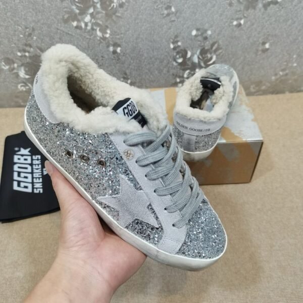 Golden Goose Deluxe Brand Gray Star Silver Flake Wool