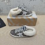 Golden Goose Deluxe Brand Vs-STAR Gray Star Bronze Gold Wool Slippers