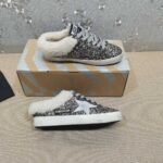 Golden Goose Deluxe Brand Vs-STAR Gray Star Bronze Gold Wool Slippers