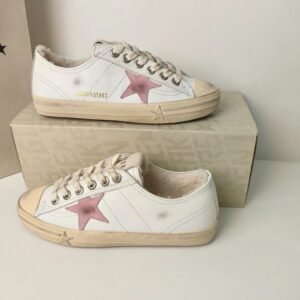 Golden Goose Deluxe Brand Vs-STAR Pink Star White Leather Wool