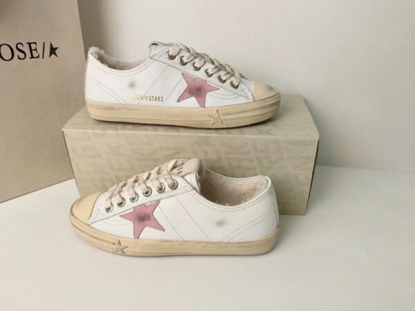Golden Goose Deluxe Brand Vs-STAR Pink Star White Leather Wool