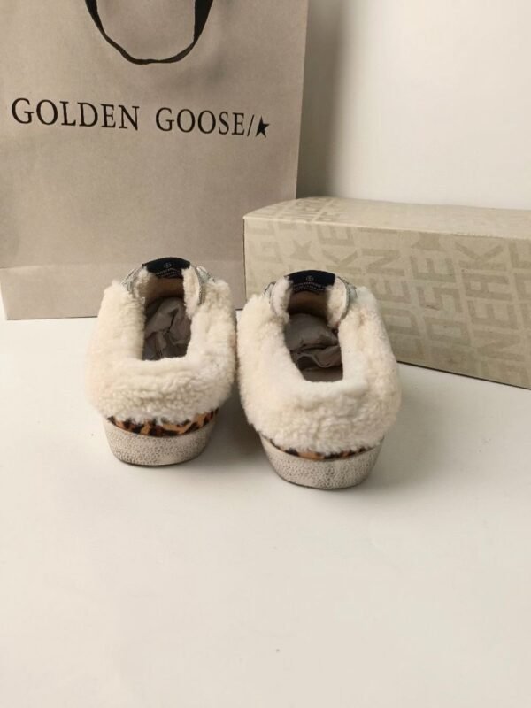 Golden Goose Deluxe Brand Super STAR Black Star Silver Leather Wool Lined Slippers