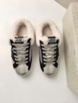 Golden Goose Deluxe Brand Super STAR Black Star Silver Leather Wool Lined Slippers