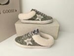 Golden Goose Deluxe Brand Super STAR Gray Star Bronze Wool Lined Slippers