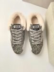 Golden Goose Deluxe Brand Super STAR Gray Star Bronze Wool Lined Slippers