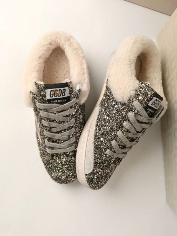 Golden Goose Deluxe Brand Super STAR Gray Star Bronze Wool Lined Slippers