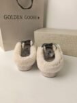 Golden Goose  Deluxe Brand Super STAR Silver Star White Leather Wool Lined Slippers