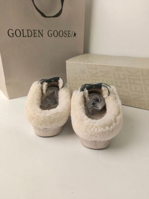 Golden Goose  Deluxe Brand Super STAR Silver Star White Leather Wool Lined Slippers