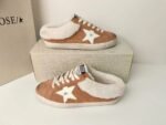 Golden Goose  Deluxe Brand Super STAR White star yellow velvet wool lining slippers