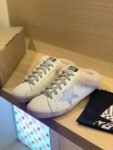 Golden Goose Deluxe Brand Super-Star Silver Star White Leather Wool Slippers