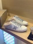 Golden Goose Deluxe Brand Super-Star Silver Star White Leather Wool Slippers