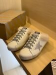 Golden Goose Deluxe Brand Super-Star Silver Star White Leather Wool Slippers