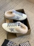 Golden Goose Deluxe Brand Super-Star Silver Star White Leather Wool Slippers