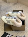 Golden Goose Deluxe Brand Super-Star Silver Star White Leather Wool Slippers