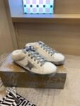 Golden Goose Deluxe Brand Super-Star Silver Star White Leather Wool Slippers