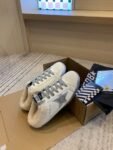 Golden Goose Deluxe Brand Super-Star Silver Star White Leather Wool Slippers