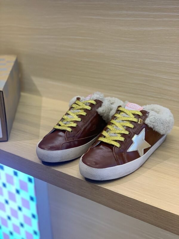 Golden Goose Deluxe Brand Super-Star Venus Red Leather Wool Slippers
