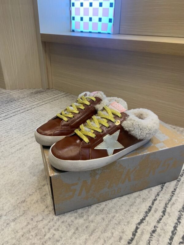 Golden Goose Deluxe Brand Super-Star Venus Red Leather Wool Slippers