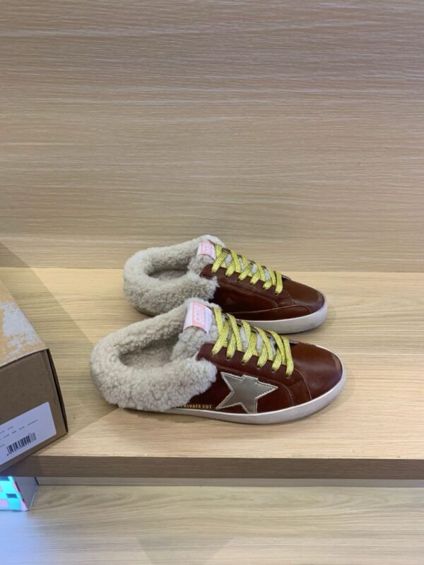 Golden Goose Deluxe Brand Super-Star Venus Red Leather Wool Slippers
