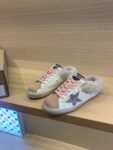Golden Goose Deluxe Brand Super-Star Silver Star White Leather Wool Slippers