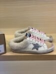 Golden Goose Deluxe Brand Super-Star Silver Star White Leather Wool Slippers