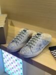 Golden Goose Deluxe Brand Super-Star Grey Star Silver Flake Wool Slippers