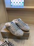 Golden Goose Deluxe Brand Super-Star Grey Star Silver Flake Wool Slippers